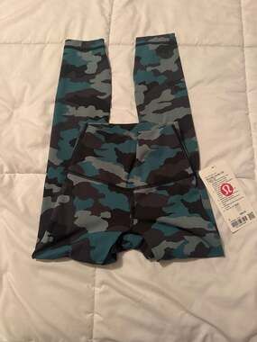 Lulu Wunder Under High-Rise Tight 25" Camo Tidewater Teal Multi